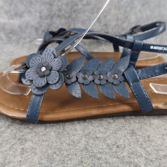 Madeline Stuart Shoes Womens 6 Sandals Fashion Flat Slingback Flower Stud Buckle - Picture 5 of 14